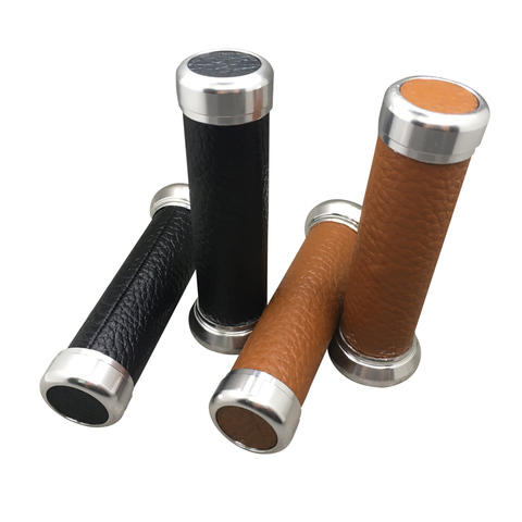 1 Pair Universal Aluminum Motorcycle Handlebar Grips 22MM 7/8'' Vintage Black/Brown Motorbike Parts For Cafe Racer BMW Victory ► Photo 1/1