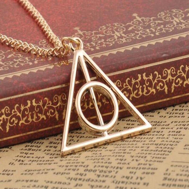 Harry Potter The Deathly Hallow BRONZE Charm  Pendant Chain Necklace US Seller 