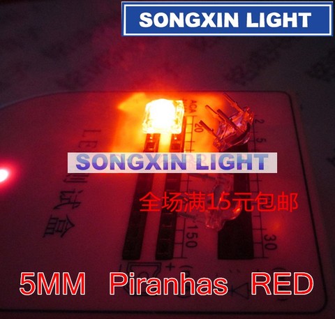 100pcs High Quality LED 5MM Piranha Red Round Super Flux Leds 4 pin Dome Wide Angle Super Bright Light Lamp For Car Light ► Photo 1/2