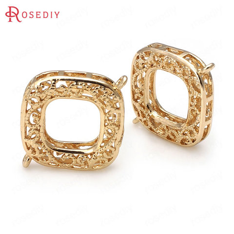 6PCS 20x26MM 24K Champagne Gold Color Plated Brass Square Connect Charms High Quality Diy Jewelry Accessories ► Photo 1/4
