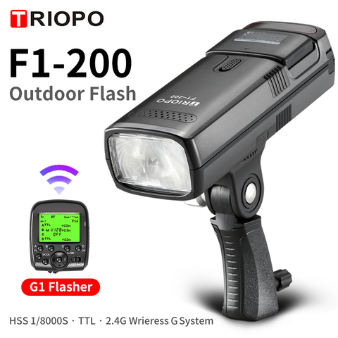 TRIOPO F1-200 Outdoor Pocket Flash Light 2.4G TTL HSS 1/8000s Double Head 200Ws with Lithium Battery Flashlight Flash ► Photo 1/6