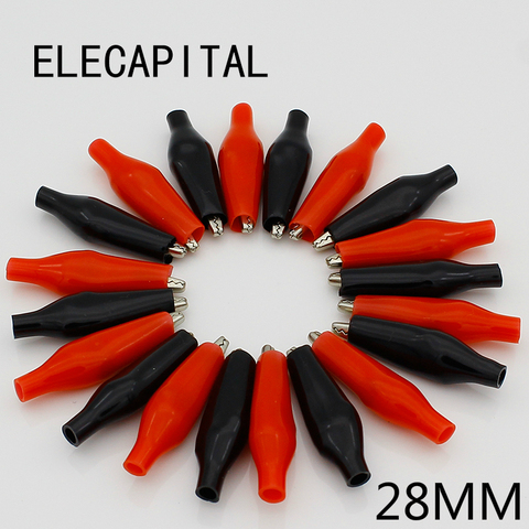 20pcs/lot 28MM Metal Alligator Clip G98 Crocodile Electrical Clamp for Testing Probe Meter Black and Red with Plastic Boot ► Photo 1/6