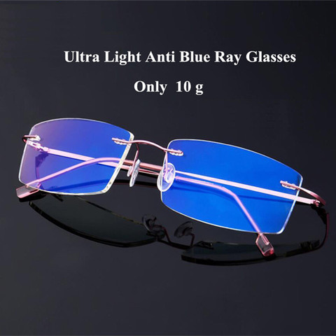 Titanium Alloy Rimless Anti Blue light Glasses Frame Male Female Goggles Ultra-light Radiation-resistant Computer Gaming Eyewear ► Photo 1/6