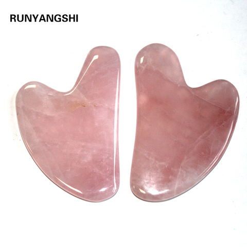 Natural Rose Quartz Gua Sha Board Pink Jade Stone Body Facial Eye Scraping Plate Acupuncture Massage Relaxation Health Care ► Photo 1/6