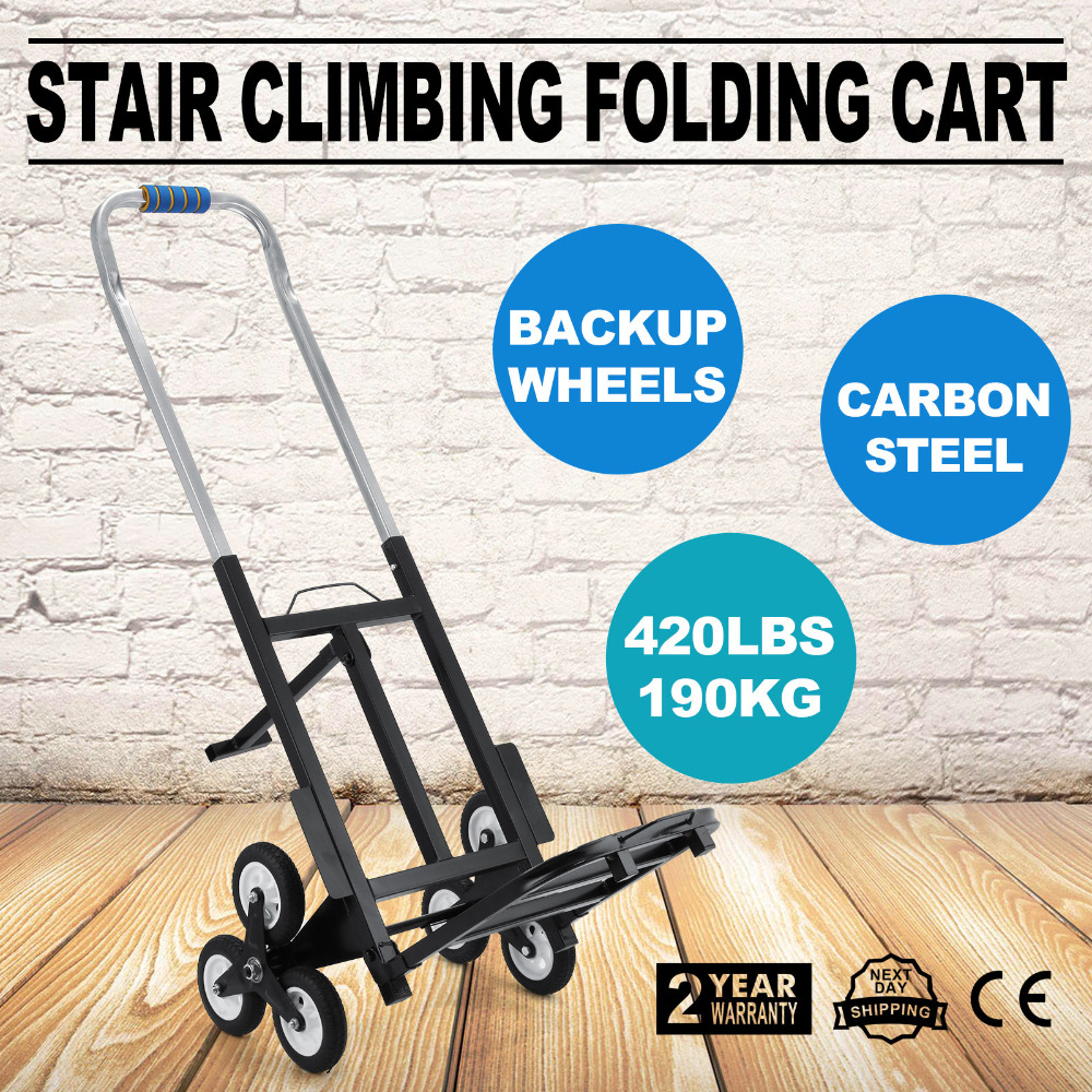 Portable Stair Climbing Climber Hand Truck Dolly Cart Trolley w/ Backup Wheels 
