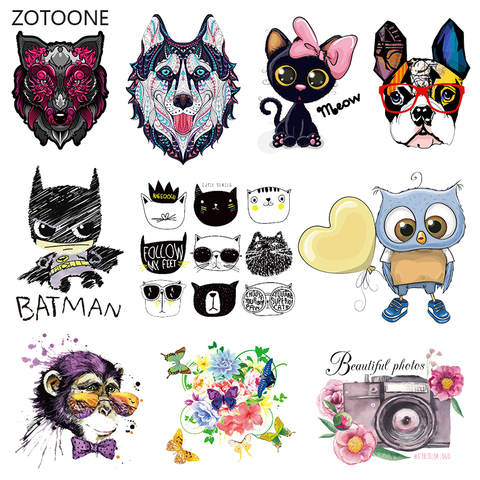 ZOTOONE Unicorn Dog Stripes Iron on Transfer Patches on Clothing Diy Patch Heat Transfer for Clothes for Girl T-shirts Sticker M ► Photo 1/6