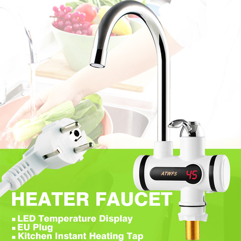 Electric Hot Faucet Water Heater Electric Tankless Water Heating Kitchen Faucet Digital Display Instant Water Tap 3000 W ► Photo 1/5