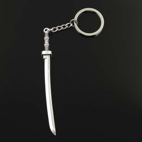 Fashion 30mm Key Ring Metal Key Chain Keychain Jewelry Antique Bronze Silver Color Plated Samurai Sword 107x10mm Pendant ► Photo 1/5