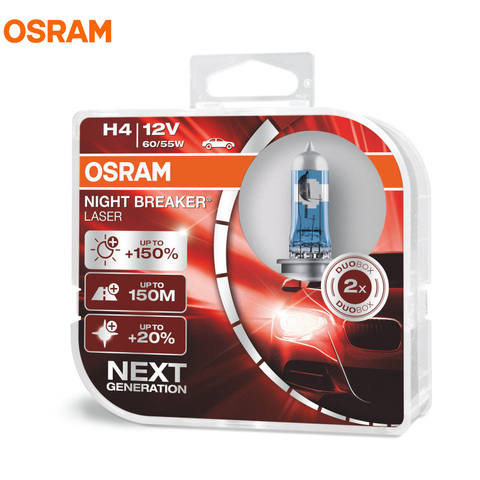 OSRAM H1 H3 H4 H7 H8 H11 9005 9006 12V Night Breaker Laser Next Generation Car Halogen Headlight Fog Lamp +150% Brightness, 2X ► Photo 1/6