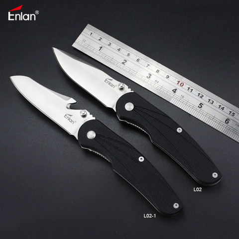 Enlan L02 Super EDC Folding Knife 8Cr13MoV  Blade G10 Handle With Hook Camping survival Super Military Portable bushcraft Knife ► Photo 1/6
