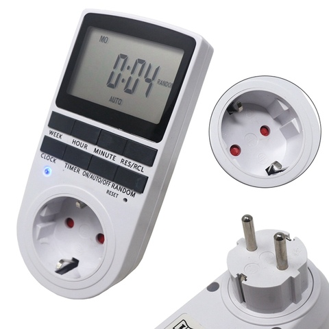 Digital Timer Switch Socket EU FR BR UK Plug Programmable 230V 50HZ 7 Day 12/24 Hour Timer Switch Socket for Kitchen ► Photo 1/6