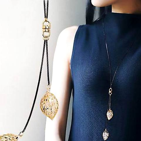 Classic Leaf Tassel Long Necklace Women Bijoux New Fashion Jewelry Black  Chain Necklaces & Pendants - Price history & Review, AliExpress Seller -  Etrendy Women Fashion Jewelry Store