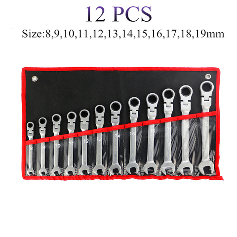 Ratcheting Wrench Set Chrome Vanadium Steel Combination Wrench Universal Wrench Tool Car Repair Tools with Portable Canvas Bag ► Photo 1/6