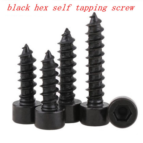 50pcs/lot DIN912 m2 m2.6 m3 m3.5 m4 black hex socket cap self tapping screw ► Photo 1/1
