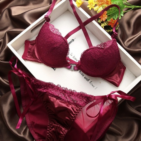 Women Lace Push-Up Front Buckle Underwear Lingeries Bra Sets 32-36B ► Photo 1/6