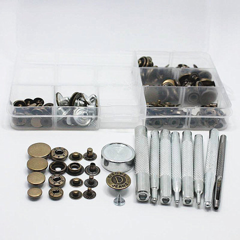 10-17mm 5Style 50set Metal Snap Fastener Press Stud Buttons Poppers Leather Craft Jeans Button+9pcs Fixing Tools Kit+Storage Box ► Photo 1/6