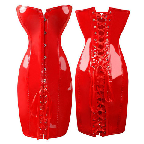 Leather Bustier Steampunk Gothic Corset  Corsets Bustiers Leather Red -  Gothic Women - Aliexpress