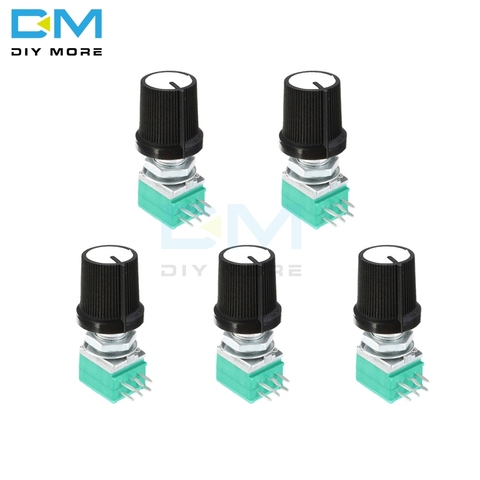 10PCS 6 Pin 6PIN 6P Rotary Potentiometer 6mm Knurled Shaft Single Linear B Type B10K ohm 5K 10K B20K B50K B100K With White Caps ► Photo 1/6