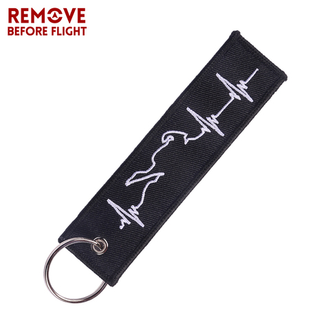 Embroidery Key Fobs Jewelry Fashion Biker Heartbeat Keychain Motorcycles and Cars Fashionable Chain Keychain for Biker Lovers ► Photo 1/6