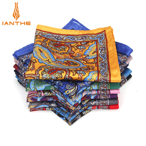 Brand New Men's Handkerchief Vintage Paisley Pocket Square Soft Hankies Wedding Party Business Artificial Silk Chest Towel Gift ► Photo 1/6