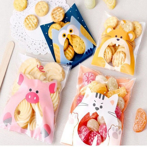 50Pcs Cute Cartoon Animals Cookie Candy Bag Self-Adhesive Plastic Bag For Wedding Birthday Party Biscuits Baking Gift Packaging ► Photo 1/6
