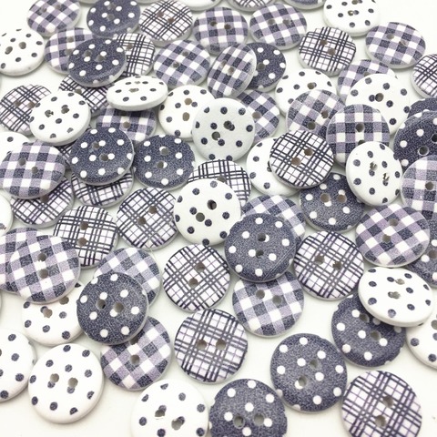 100pcs Sewing Button 15mm Black White Mixed Wooden Buttons Embellishments For Scrapbooking Cardmaking ► Photo 1/2