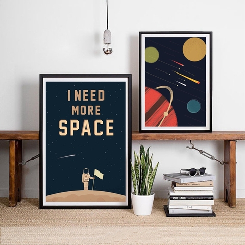 Space Poster Wall Art Canvas Prints , I Need More Space Science Art Canvas Painting Outer Space Planets Print Cosmos Poster ► Photo 1/6