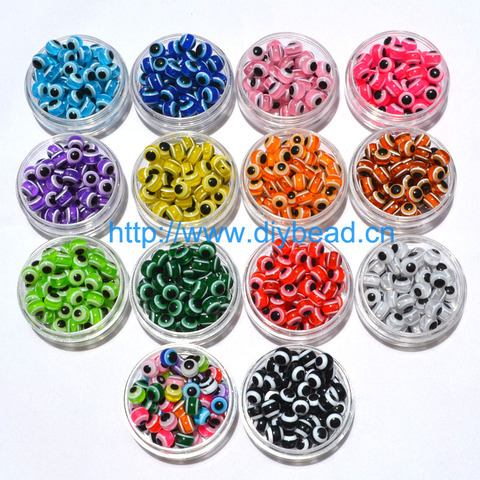 100PCS 8mm Mixed Colorful Beads Round Evil Resin Eye Beads Stripe Spacer Beads Jewelry Fashion DIY Bracelet Making Women Gifts ► Photo 1/6