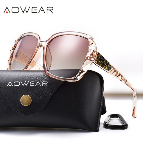 AOWEAR Oversized Sunglasses Women Polarized Square Sun Glasses for driver Black Diamond Women's Sunglass gafas de sol mujer ► Photo 1/6