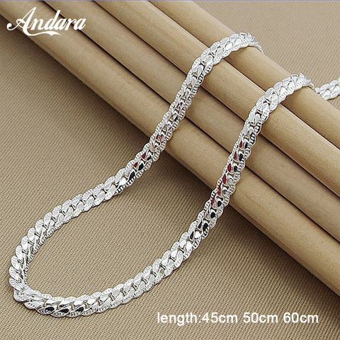 Wholesale Price 6MM Full Sideways Necklace for Women Men 925 Sterling Silver Jewelry Snake Chain Necklaces ► Photo 1/6