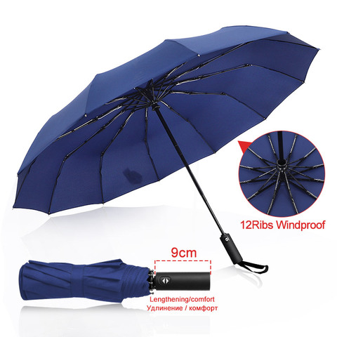 Strong Wind Resistant 3Folding Automatic Umbrella Men Parasol Women Rain 12Ribs Large Umbrellas Business Gift Portable Paraguas ► Photo 1/6