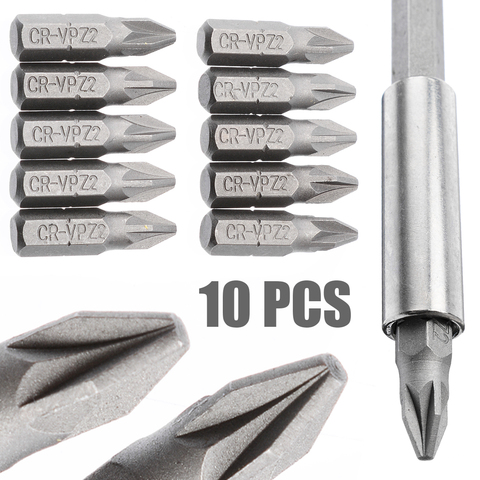 10pcs Pozi 2 PZ2 Screwdriver Bits Mayitr Sliver 25mm Hex Screw Driver Set For Power Tools ► Photo 1/6