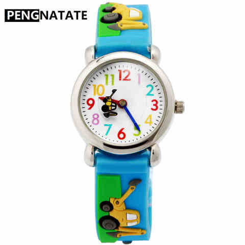 PENGNATATE Fashion Watches for Boy Children Cartoon Excavator Strap Watch Life Waterproof Silicone Bracelet Wristwatch Kids Gift ► Photo 1/6