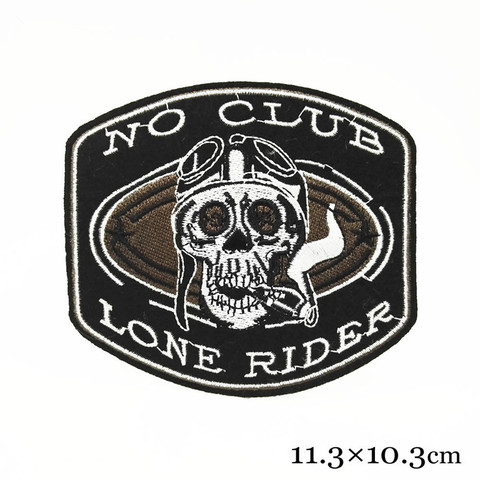 1pc no club lone rider Engine Skeleton Motorcycle Biker Patches For Clothing Embroidered Iron On Patches ► Photo 1/2