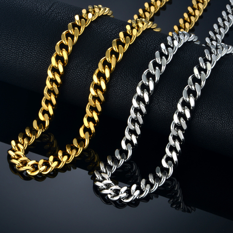 Neck Heavy Gold Chain For Men Big Long Necklaces Male Gold Color Hiphop Stainless Steel Cuban Chain Necklace 2022 Collares ► Photo 1/6