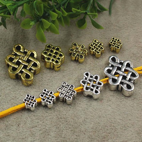20pcs/lot Classic Chinese Knot Alloy Spacer Beads Antique Gold MetalHandmade Ethnic Charm Beads Materials DIY Jewelry Making ► Photo 1/4