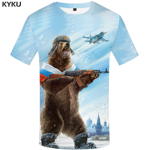 KYKU Brand Russia T-shirt Bear Shirts War Tshirt Military Clothes Gun Tees  Tops Men 3d T shirt 2017 Cool Tee ► Photo 1/6