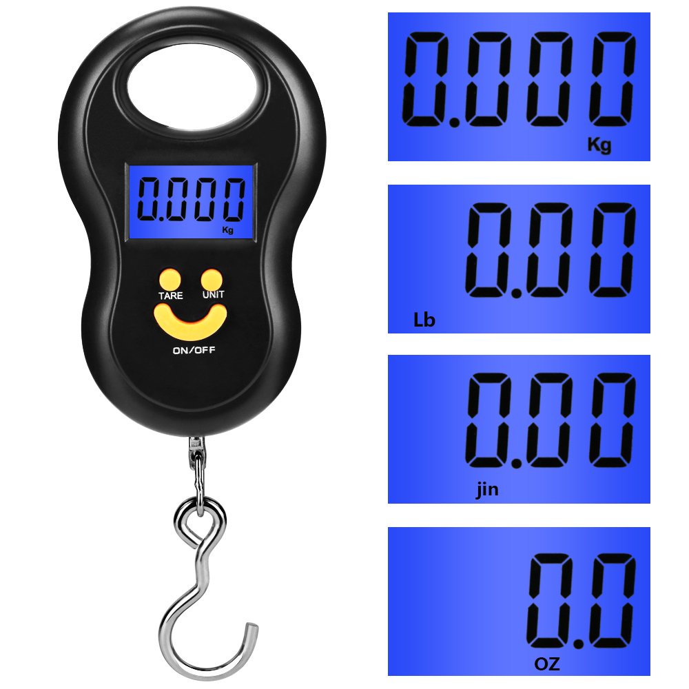 Electronic Hanging Scale Digital LCD Handheld Hooks Luggage Weight Tool 25KG 