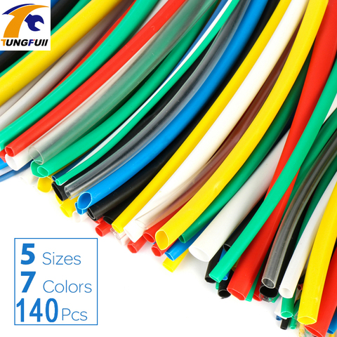 140pcs Car Electrical Cable Tube kits Heat Shrink Tube Tubing Wrap Sleeve Assorted 7color Mixed Color Tubing Sleeving Wrap Wire ► Photo 1/6