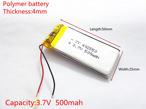 3.7V 500mAh 402550 Lithium Polymer Li-Po li ion Rechargeable Battery cells For Mp3 MP4 MP5 ► Photo 1/1