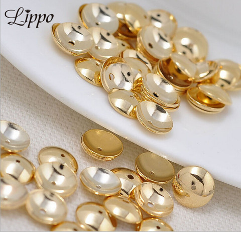 80pcs 4 6 7 8 10 12mm Yellow Gold plated Beads Cap Smooth Spacers Beads Caps Accessories Diy Jewerly Fittings ► Photo 1/3
