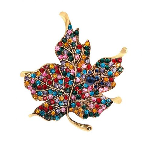 Colorful Maple Leaf Shaped Brooch Pins Clothes For Women Wedding Rhinestone Leaves Pins and Broches Metal Badges Brooch Jewelry ► Photo 1/6