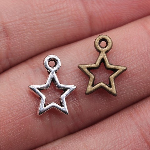 WYSIWYG 50pcs 12mm Antique Silver Color Antique Bronze Cute Star Charms Tiny Star Charms Five-Pointed Star Charms ► Photo 1/5