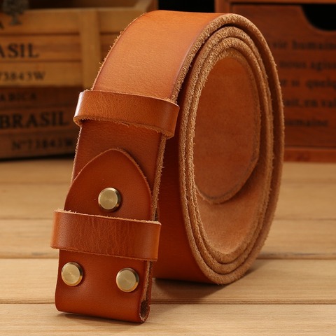 belt leather without gold smooth buckle for mens belts luxury cowboys camel brown match famous brand buckle 3.8 cm high quality ► Photo 1/1