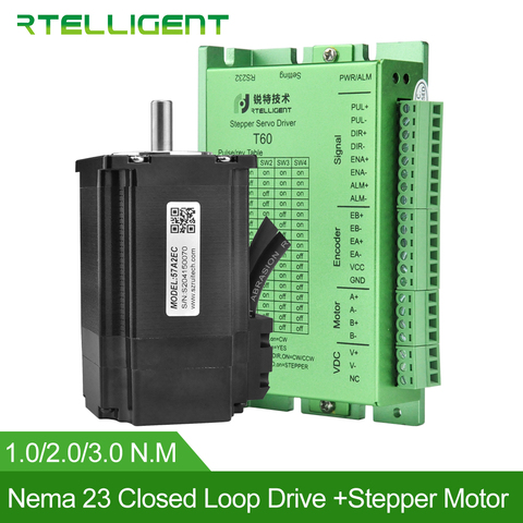 Rtelligent Nema 23 Stepper Motor with Encoder Nema 23 24 Closed Loop Stepper Motor Driver Easy Servo Driver with 2.2m Free cable ► Photo 1/6