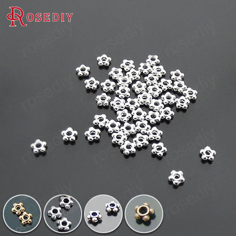 (18184)200PCS 4.5MM Silver Color Plated Zinc Alloy Flower Shape Spacer Beads Diy Jewelry Findings Accessories Wholesale ► Photo 1/6