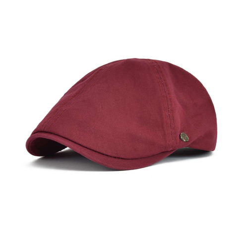 VOBOOM Red Summer Cotton Flat Cap Ivy Caps Men Women Burgundy Newsboy Cabbie Driver Solid Color Casual Camouflage Beret 063 ► Photo 1/6