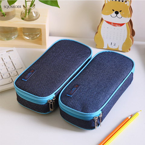 Creative Canvas Pencil Case Large Storage Pen Bag Simple Style Zipper Pencil Bag for Boys&Girls School Stationery Supplies ► Photo 1/5