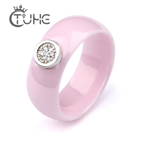 New Design Women Lady Rings Smooth Curved Surface lovely Cute Light Pink Color Ceramic Rings Jewelry Christmas Engagement Gift ► Photo 1/6