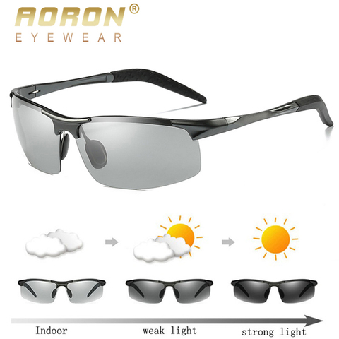 AORON Men Photochromic Polarized Sunglasses Aluminum Frame UV400 Sun Glasses Male Eyewear Driving Goggles ► Photo 1/6
